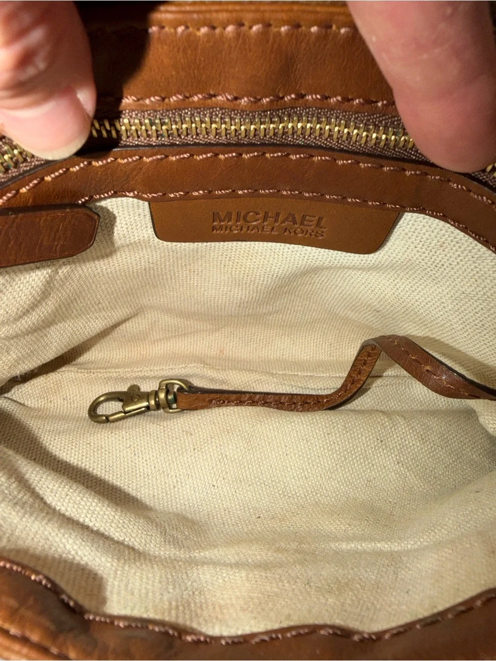 Michael Kors Vintage Valley Flap in Cognac with brass hardware